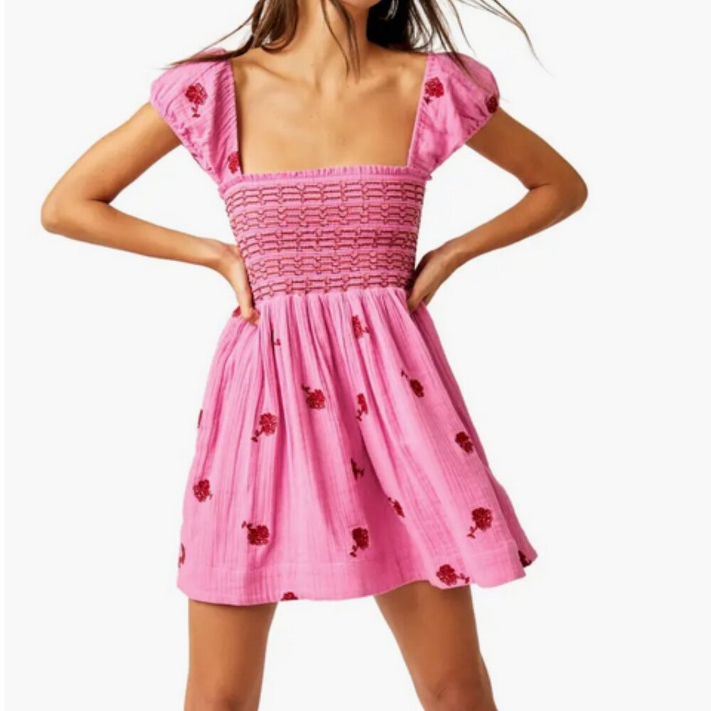 NWT Free People Tory Embroidered Mini Dress, XS